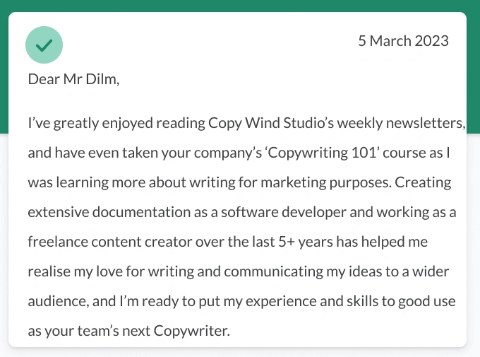 Career change cover letter example template with highlighted sections