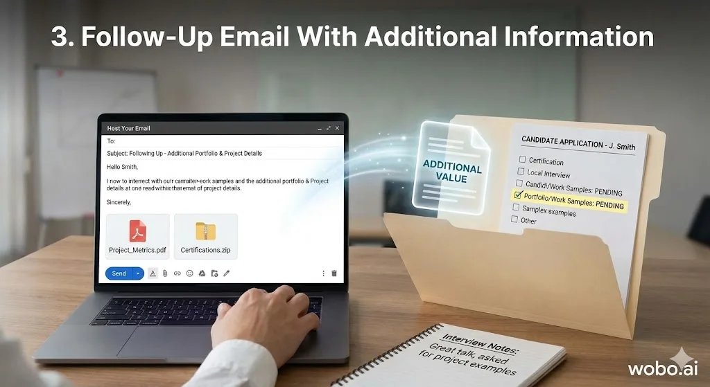 Follow-up email template with portfolio attachments after interview