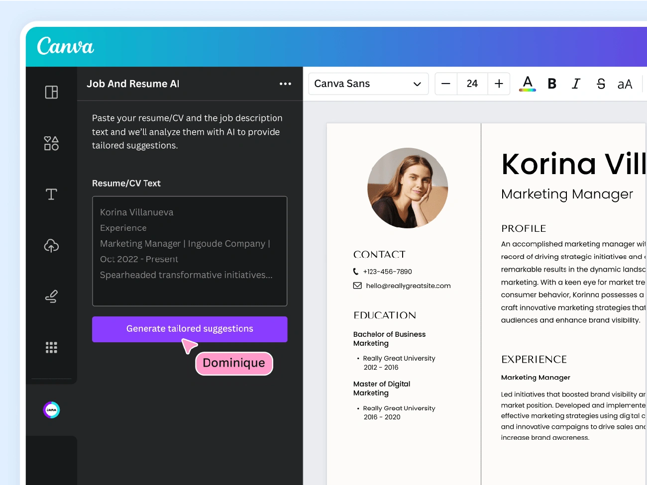 Generate resume drafts with AI tools