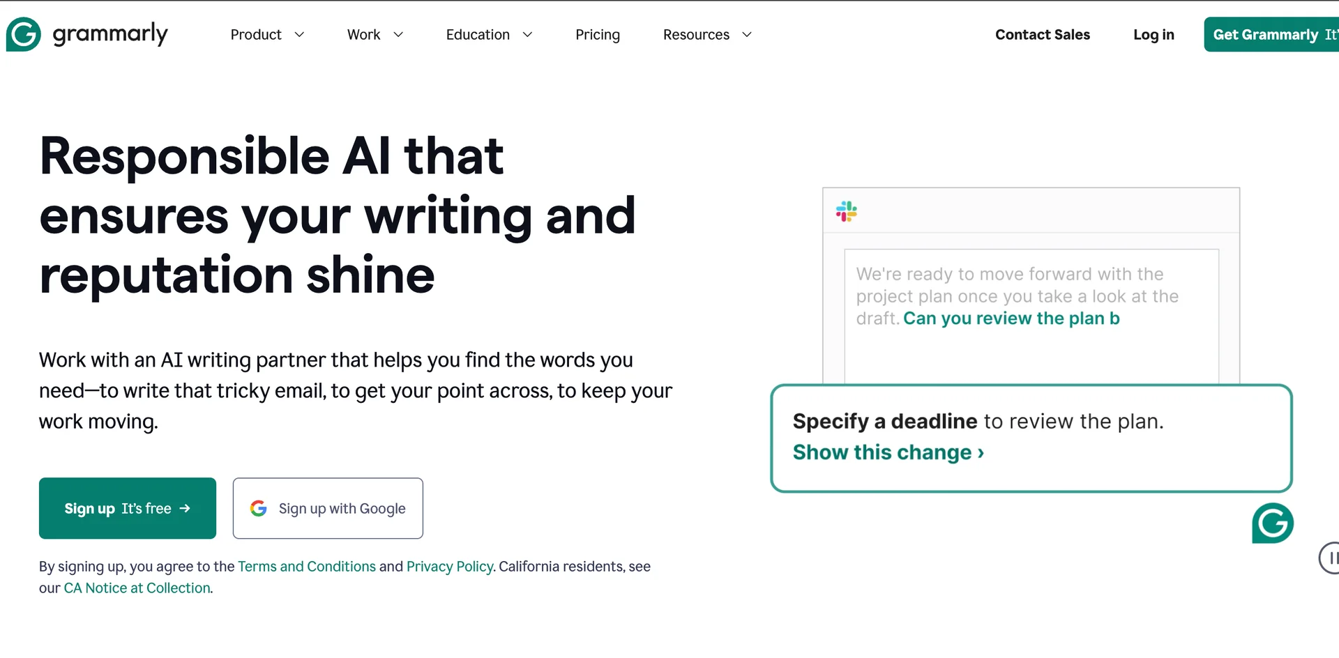 Grammarly AI editor checking cover letter grammar and tone with suggestions panel