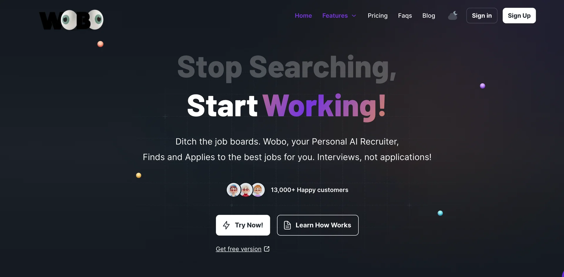 Wobo AI cover letter generator interface showing personalized letter creation features
