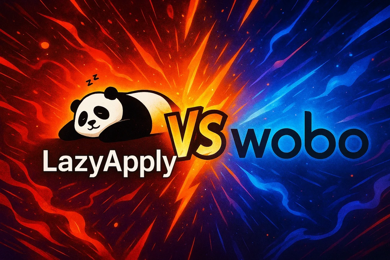 Side-by-side comparison chart of LazyApply versus Wobo AI features