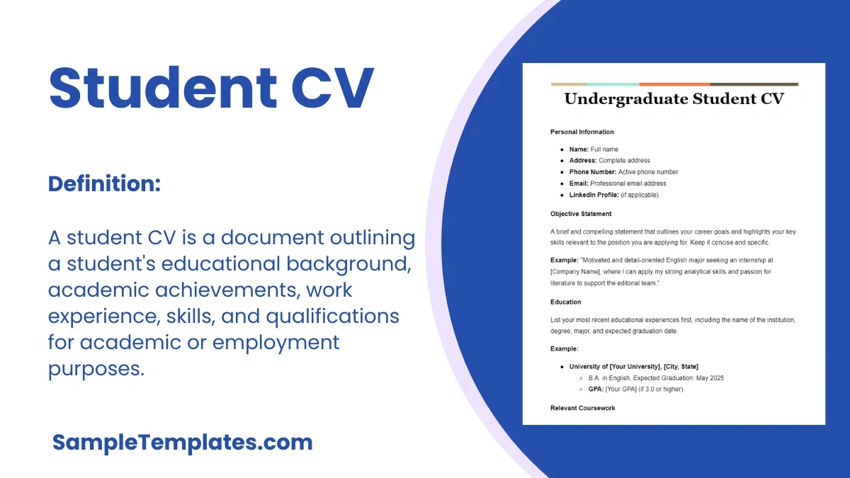 Student resume title featuring academic achievements and relevant coursework