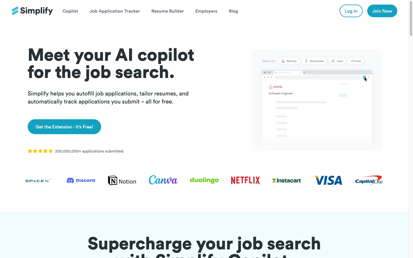 Simplify Copilot marketing page for the Chrome extension that autofills job applications