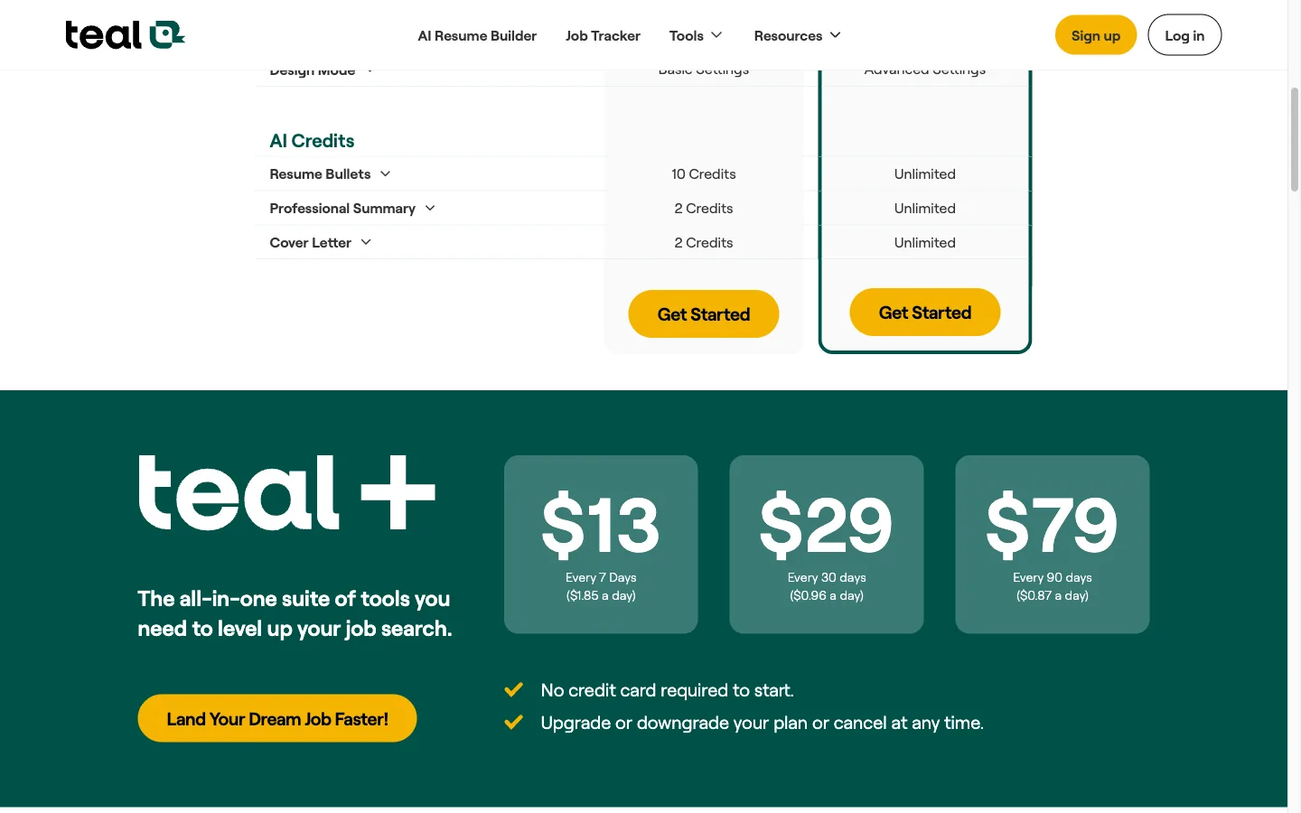 Teal pricing plans showing Teal+ weekly, monthly, and quarterly subscription options